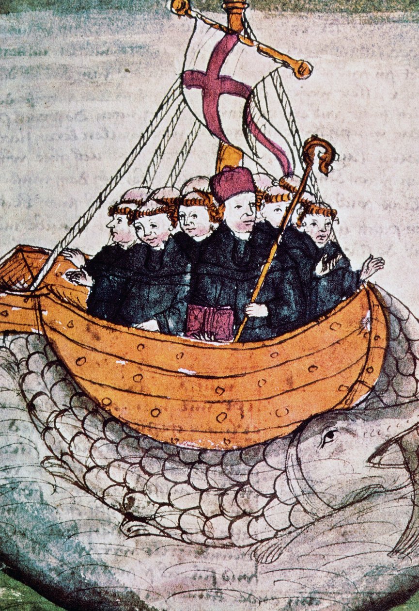 balina üzerinde St Brendan, Almanca çeviriden minyatür by Unknown artist