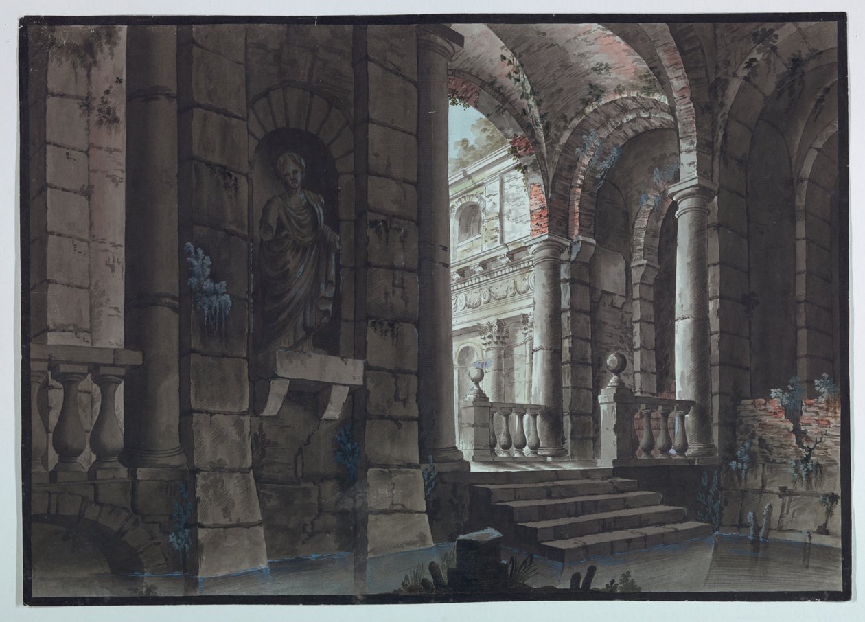 Sahne Tasarımı, Antik Kalıntılar, İç Mekan by Unknown artist