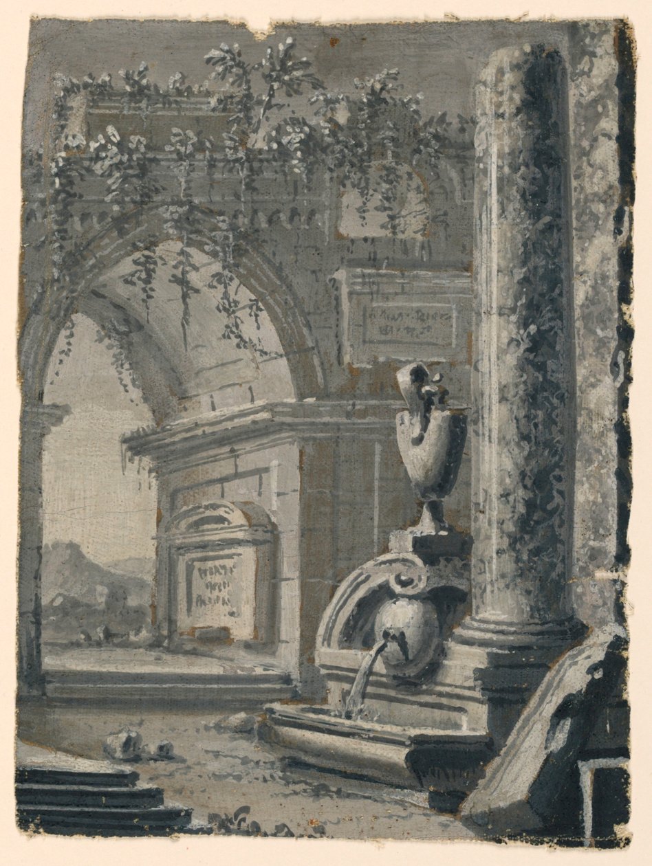 Sahne Tasarımı, Bahçede Antik Görünümler by Unknown artist