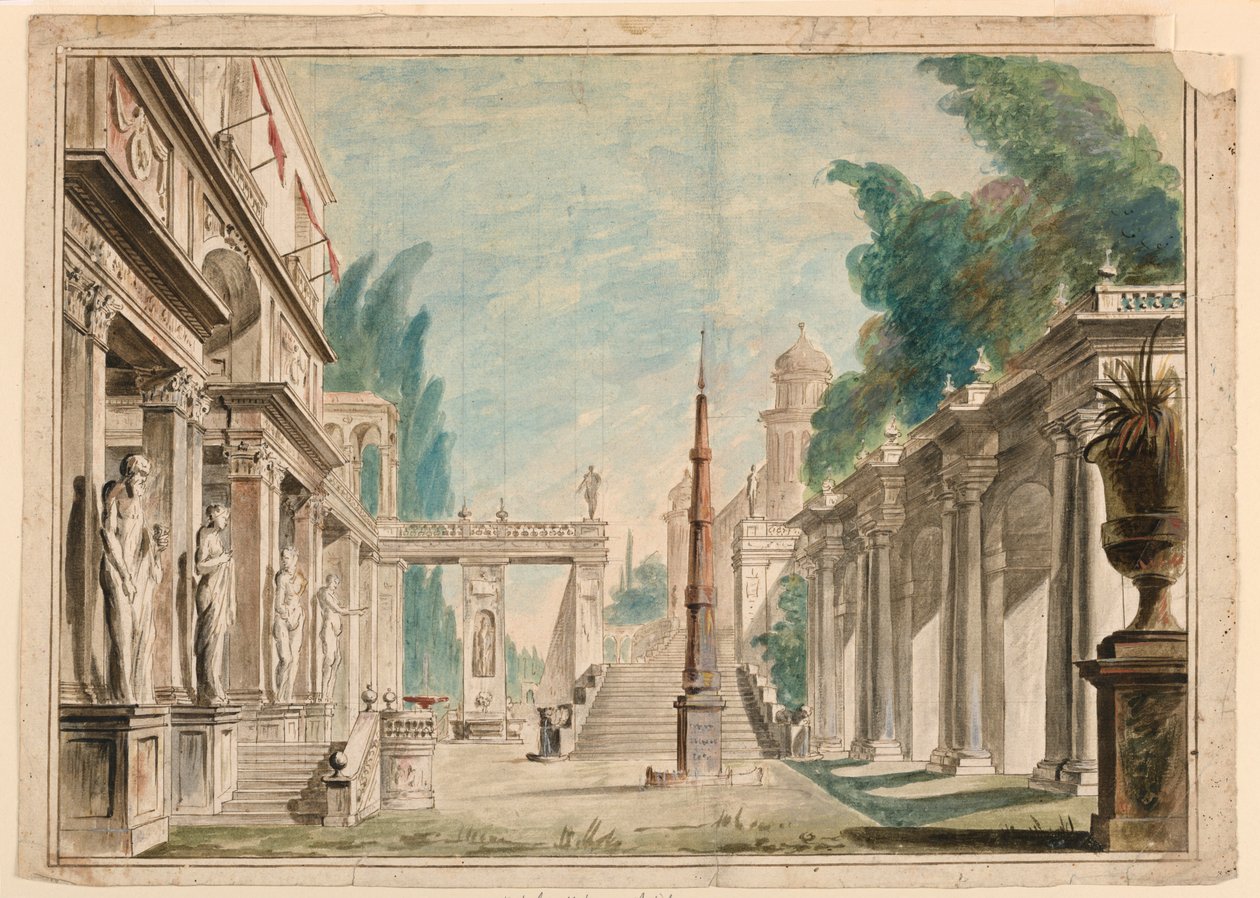 Sahne Tasarımı, Bina Bitişik Park Manzarası by Unknown artist