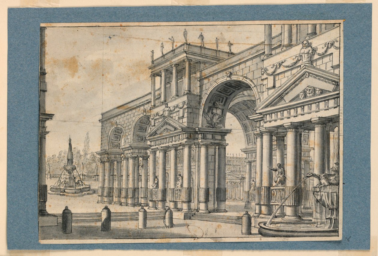 Sahne Tasarımı, Colonnade ve çeşmeler by Unknown artist