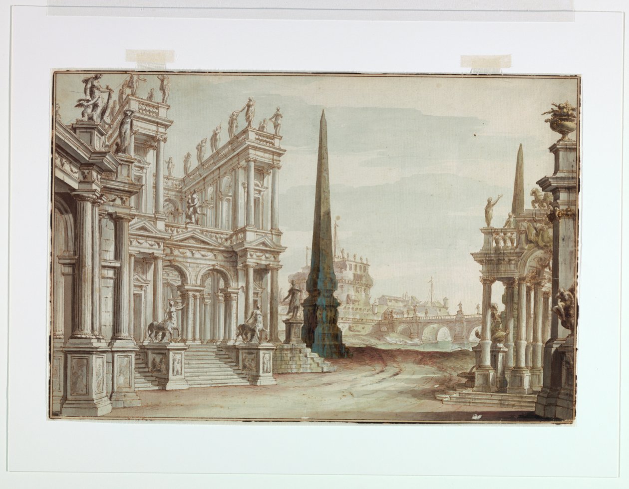 Sahne Tasarımı, Castel Sant 'Angelo, Ponte Elio ve Centaurlar Aristens ve Pappias ile Roma Fantazisi by Unknown artist
