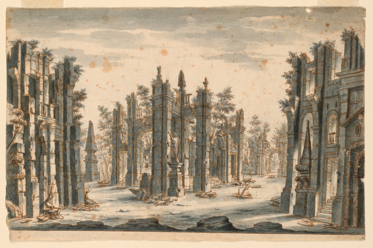Sahne Tasarımı, Dikilitaşlı Yıkık Binalar Grubu by Unknown artist