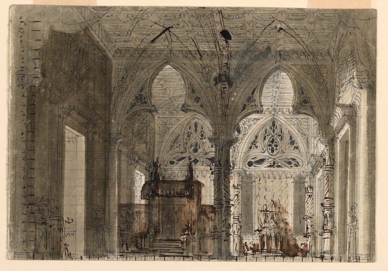 Sahne Tasarımı, Gotik Kilise İçi by Unknown artist