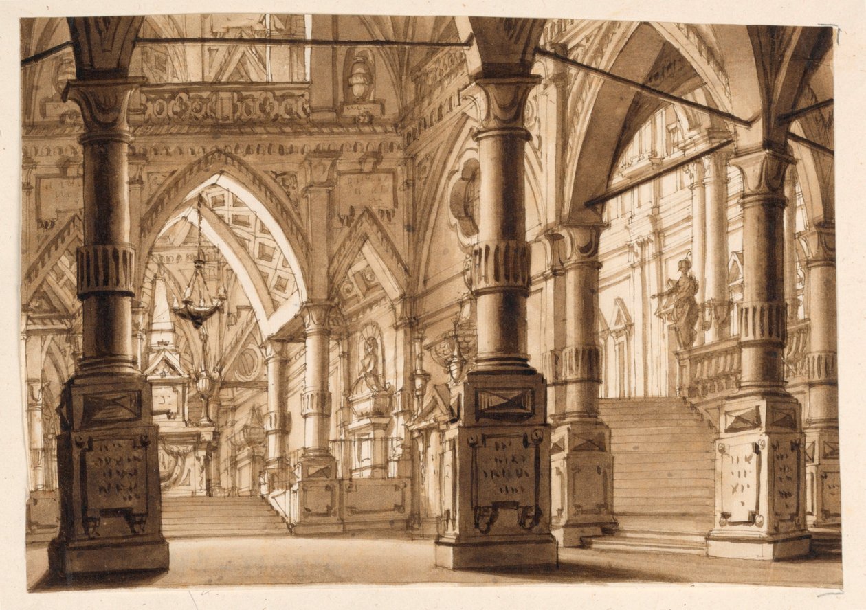 Sahne Tasarımı, Gotik Kilise İçi by Unknown artist