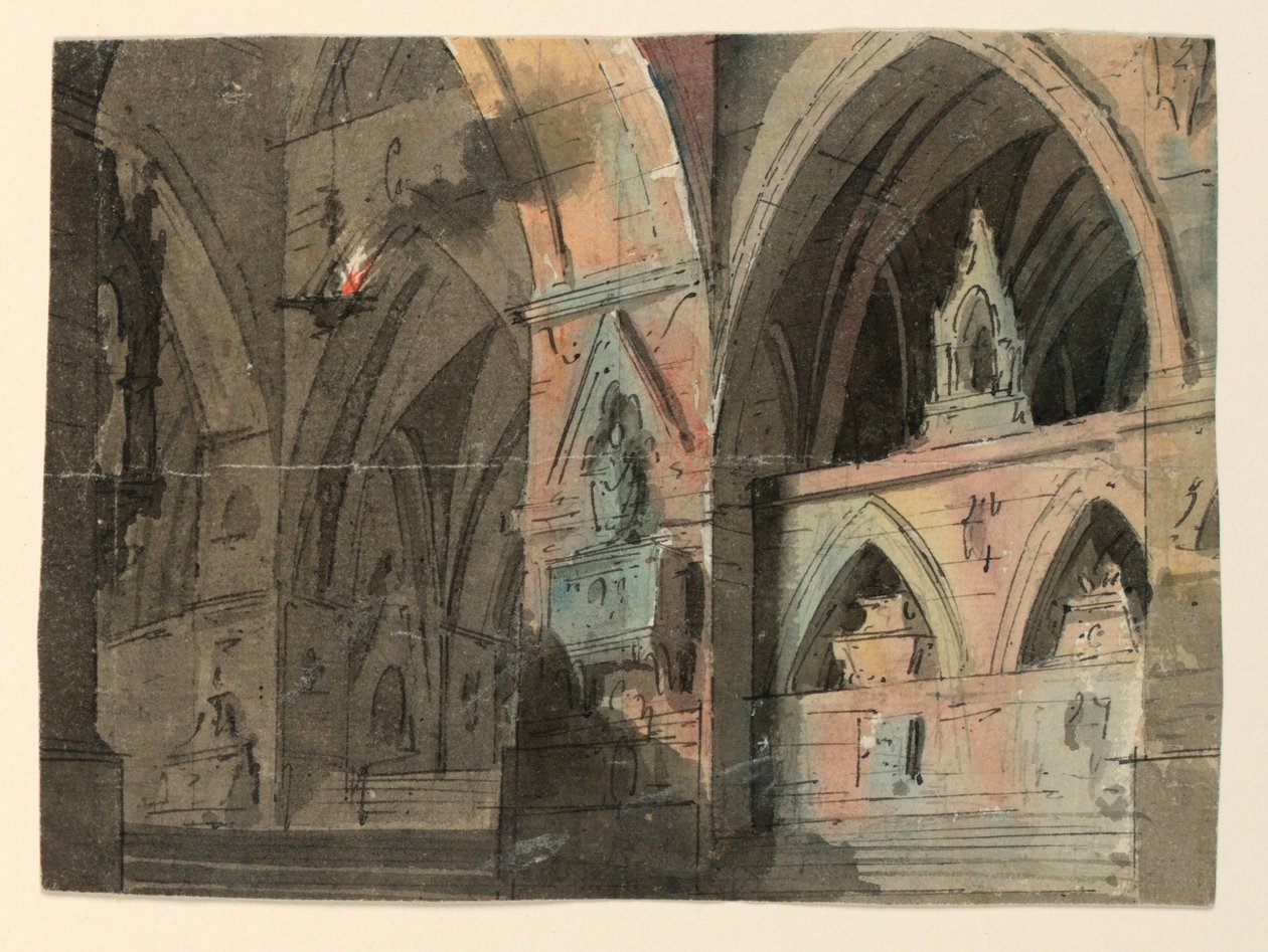 Sahne Tasarımı, Gotik Kilise İçi by Unknown artist