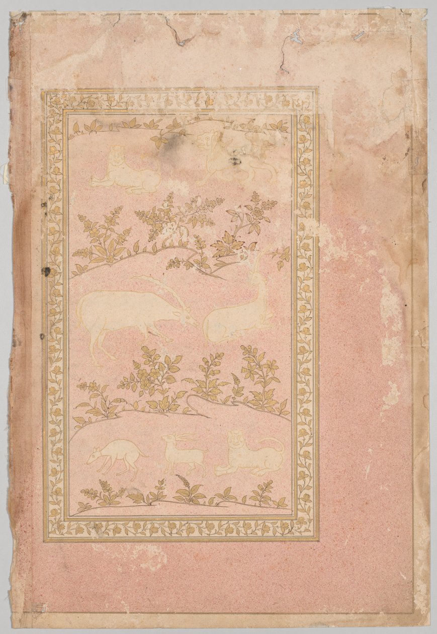 Şablonlu Aslan ve Ceylan Sahneleri (verso) by Unknown artist