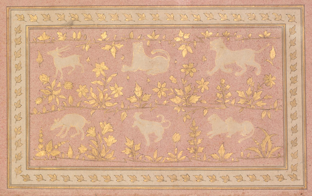 Şablonlu Aslan ve Ceylan Sahneleri (verso) by Unknown artist