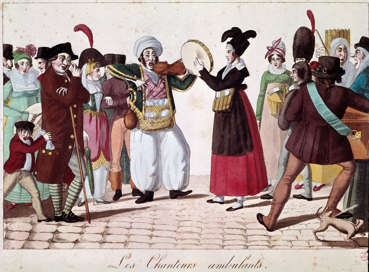 Sokak müzisyenleri (Sokaktaki İzleyiciler) (Litografi by Unknown artist