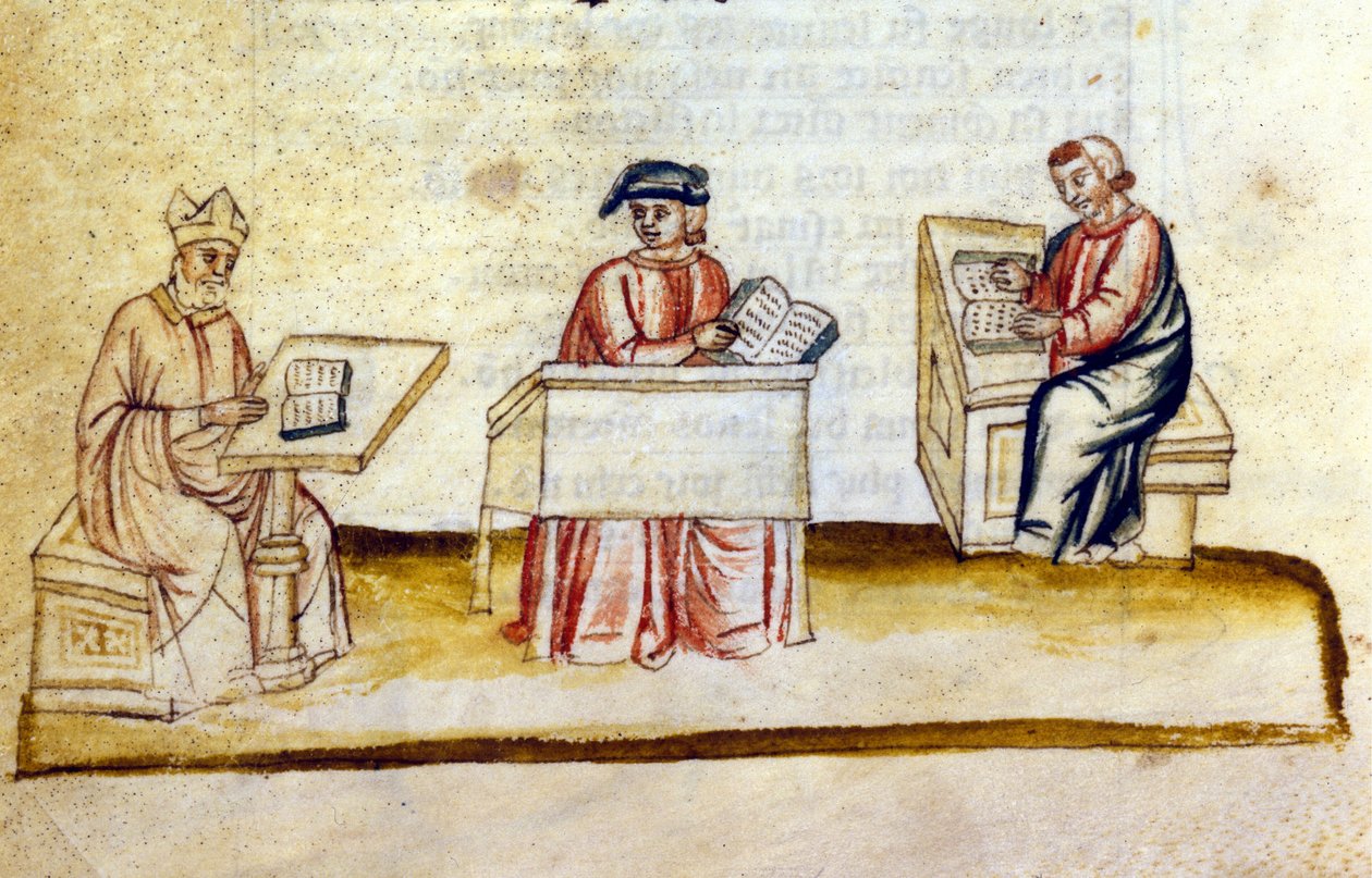 Bir manastırda çalışma odası. 14. yüzyıl. İncil. Nazionale Marciana, Venedik. by Unknown artist