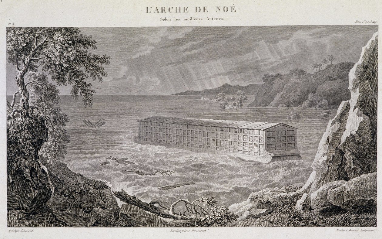 Tufan Altındaki Noe Kemeri - Fortier ve Bovinet tarafından yapılan gravür by Unknown artist