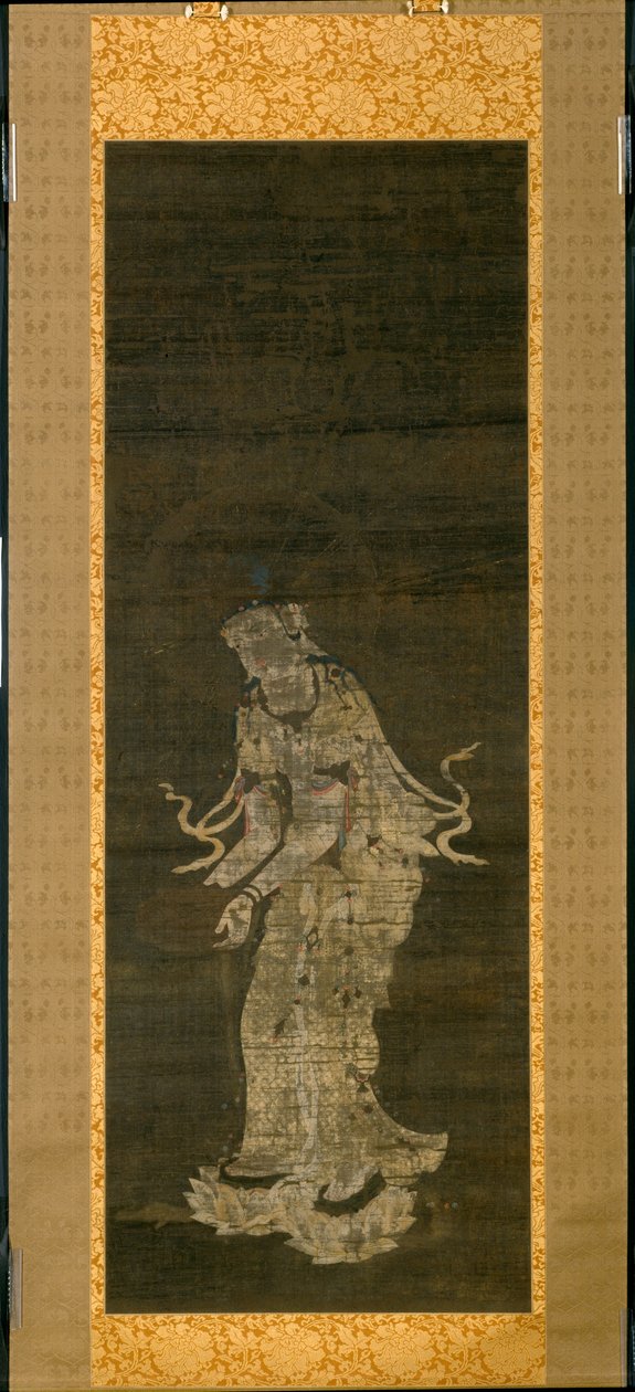 Bodhisattva Kannon, Amida Üçlüsünün Yaklaşımı triptiğinden by Unknown artist