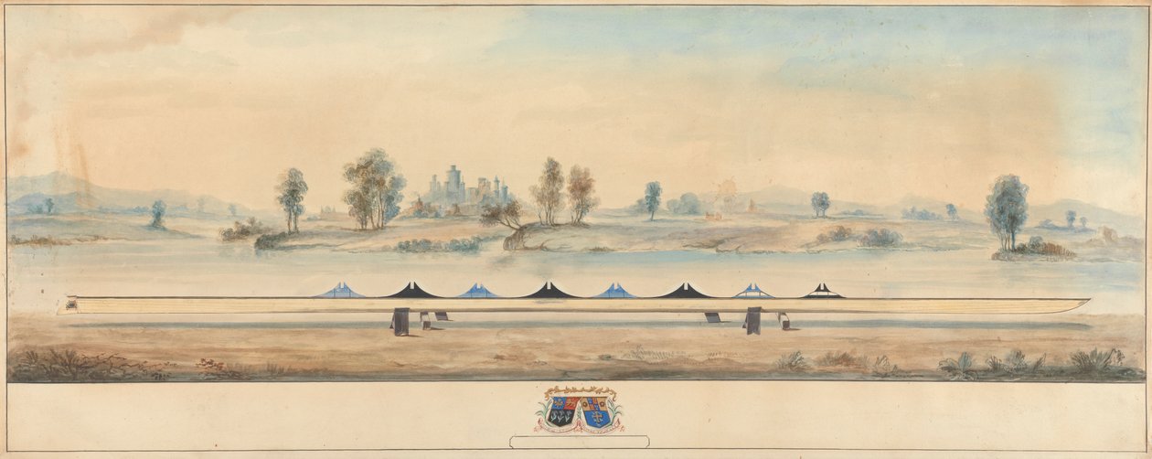 Thames'in Çekme Yolundaki Eton Teknesi: Arka Planda Windsor Kalesi by Unknown artist