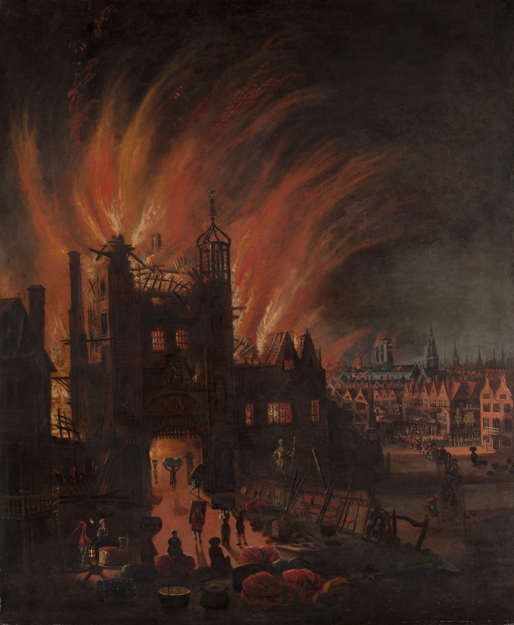 Ludgate ve Old St. Paul's ile Büyük Londra Yangını by Unknown artist