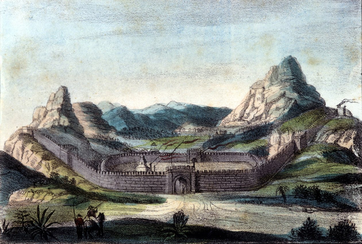 Çin seddi. 19. yüzyıl gravürü. by Unknown artist