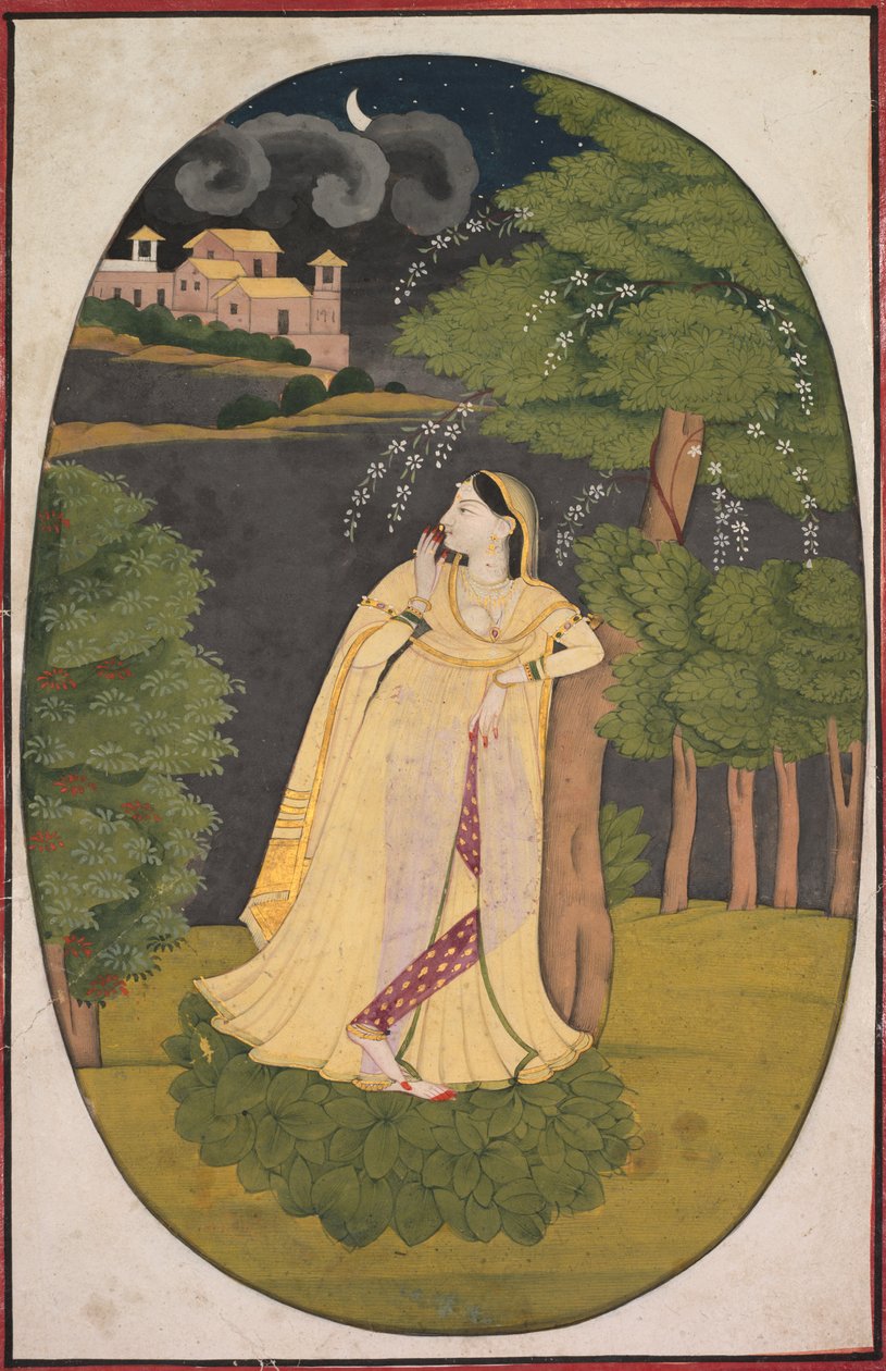 Kaybedilen Sevgilisini Kaygılarla Bekleyen Kadın Kahraman (Utka Nayika) by Unknown artist