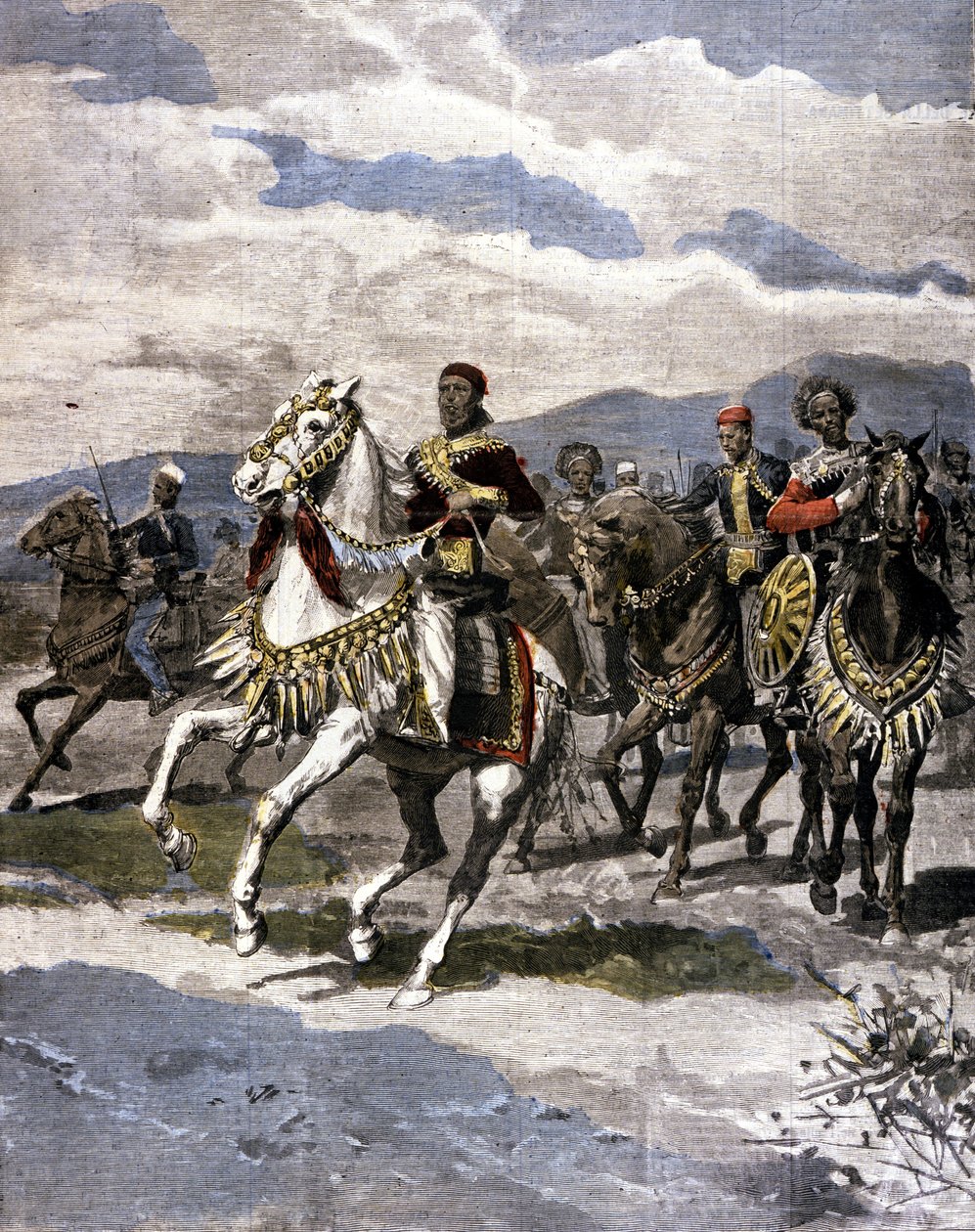 Etiyopya Kralı II. Menelik (1844 - 1913). İtalyan basınının hastalığı. by Unknown artist