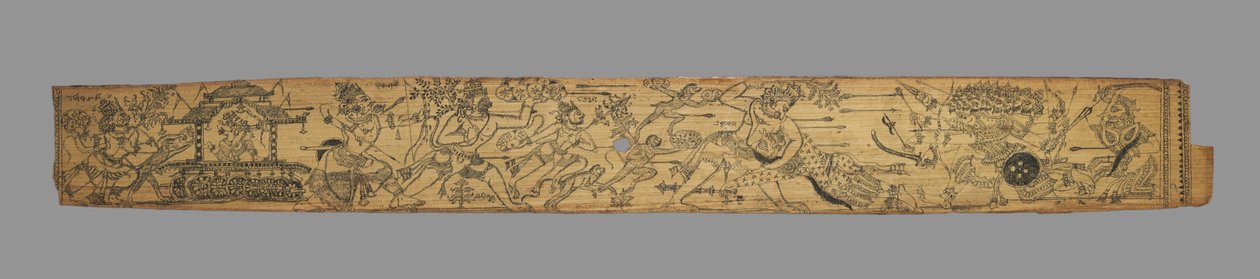 Maymunlar ve Ayılar, Upendra Bhanja'nın Chandrabhanu ve Lavanyavati'sinin bir Romantizminden Ravana ve Şeytanlarıyla Savaşıyor (karşılıklı) (Hintli, 1740'ta öldü) by Unknown artist