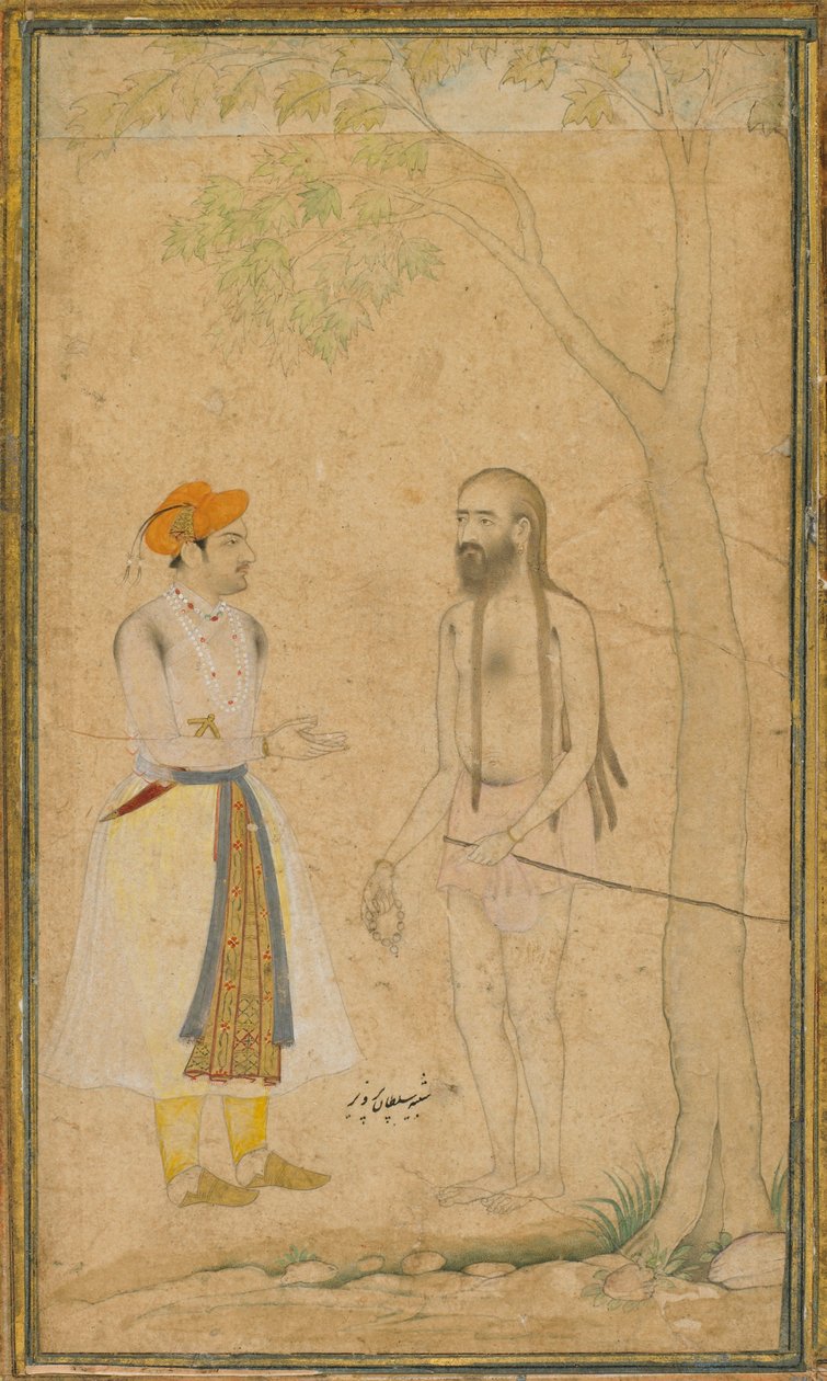 Babür Prensi Pervez ve Kutsal Bir Adam by Unknown artist