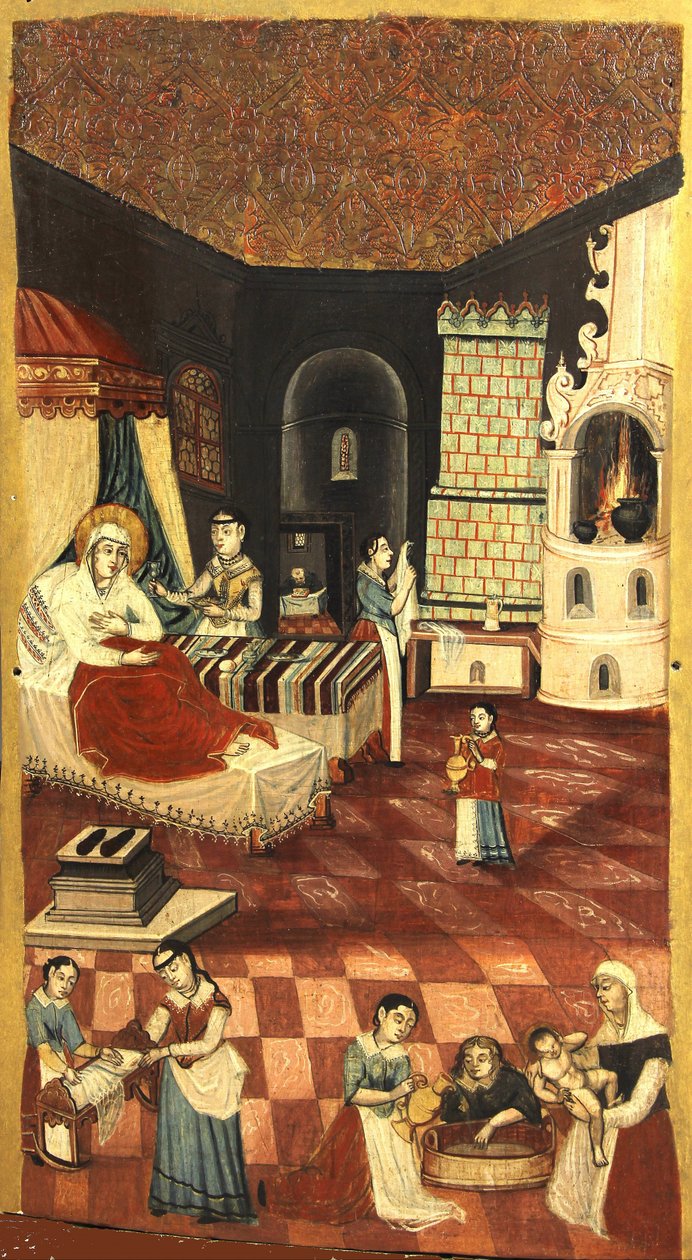 Bakire'nin Doğuşu - Anonim - um 1700 - Panelde Tempera - 113,6x65,4 - Kiev Ivan Honchar Müzesi by Unknown artist