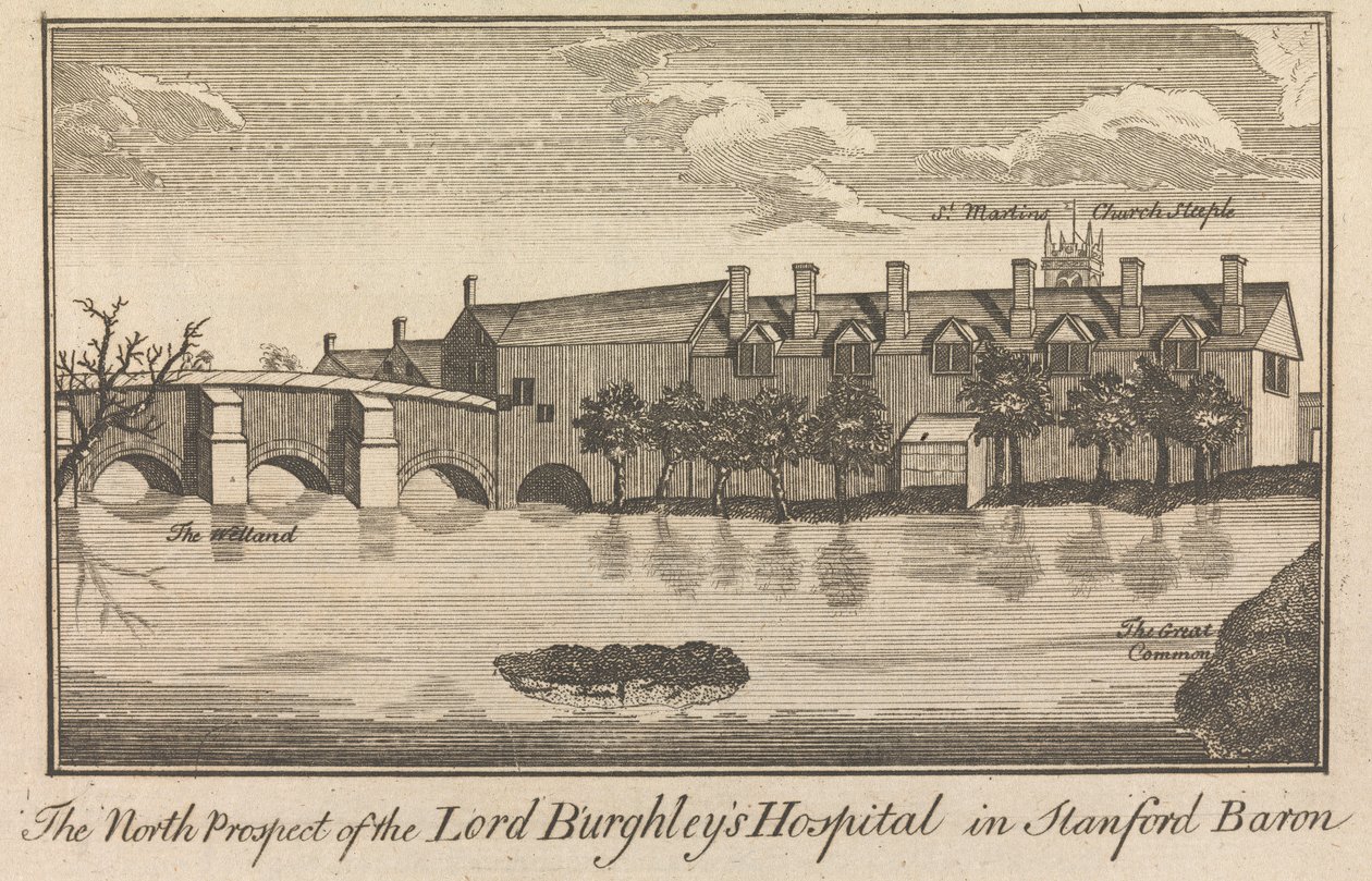 Stanford Baron'daki Lord Burghley Hastanesinin Kuzey Beklentisi; sayfa 49 (Birinci Cilt) by Unknown artist