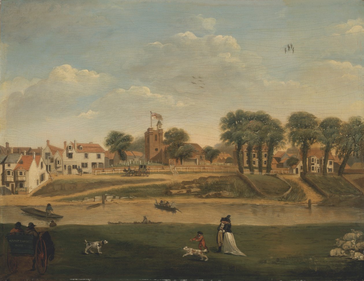 Eski Bölge Kilisesi ve Köyü, Hampton-on-Thames, Middlesex, 18. yüzyıl by Unknown artist
