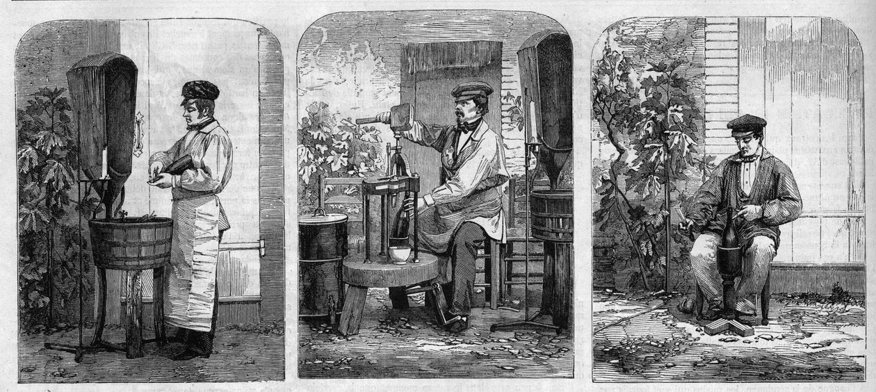 Şampanya şarabının şişelenmesi. 1864