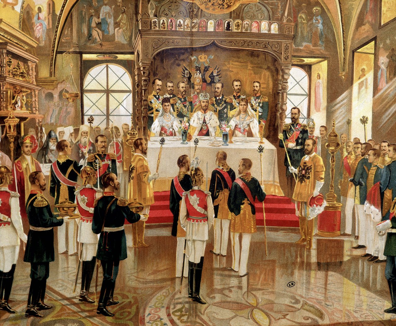 Ysar Nicholas II'nin (1868-1918) Moskova, Rusya'daki taç giyme töreni by Unknown artist