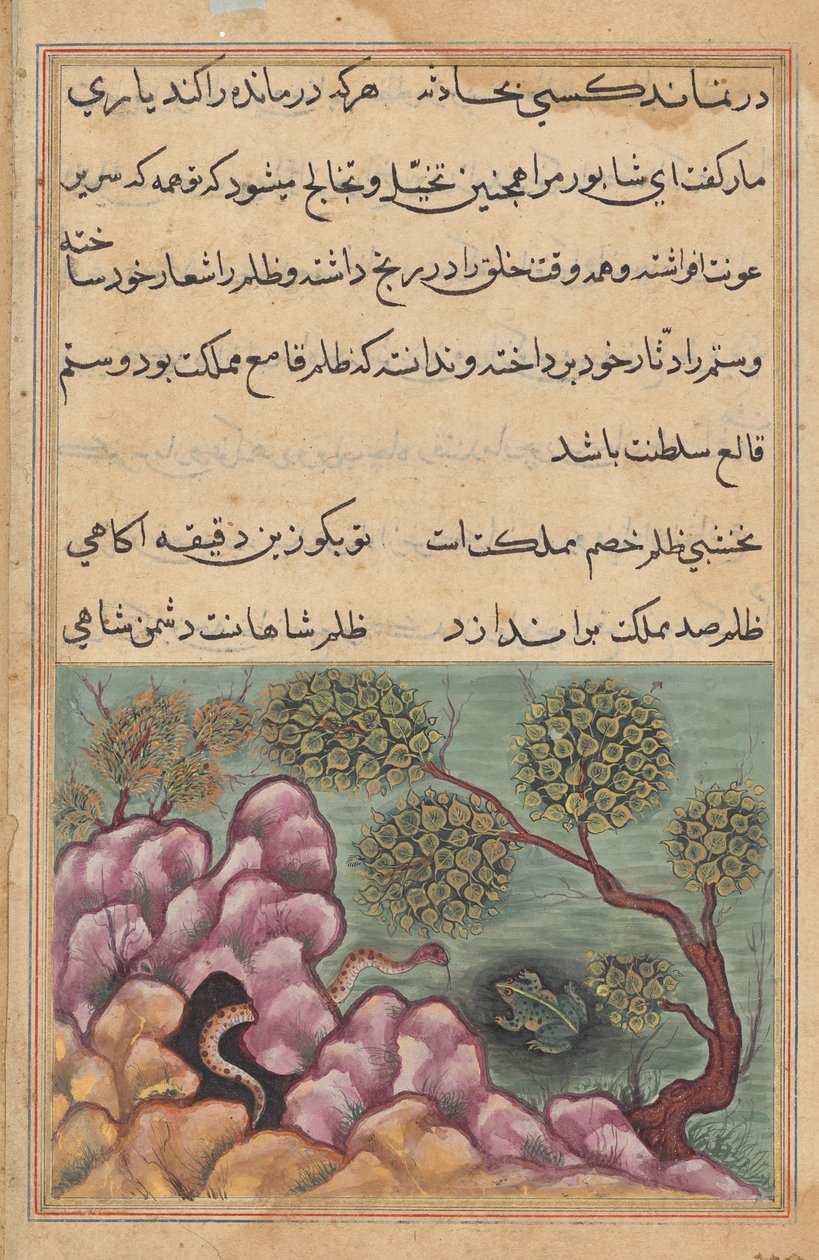 Tahttan indirilen kurbağa Shapur, bir Tuti-nama
