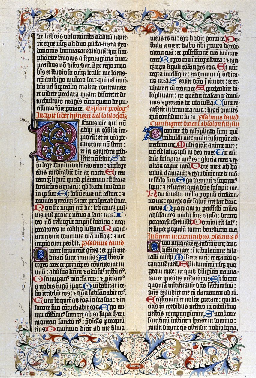 Latince İncil Gutenberg tarafından 42 satır - 1455. by Unknown artist