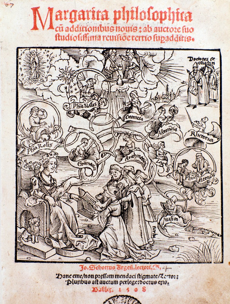 Liberal sanatlar: Trivium (gramer, mantık ve retorik) ve quadrivium (aritmetik, geometri, müzik ve astronomi) (gravür by Unknown artist