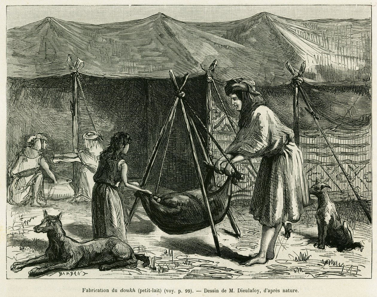 Karoun bölgesindeki çobanların kadınları tarafından süt üretimi. Edouard Charton (1807-1890), Ha by Unknown artist