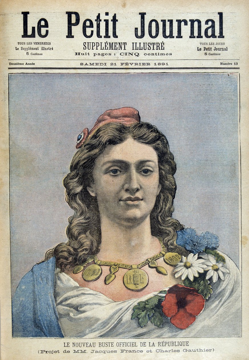 Cumhuriyetin yeni resmi büstü (Marianne) - 21/02/1891 tarihli “” Le Petite Journal” da by Unknown artist
