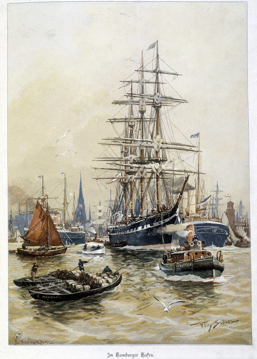 19. yüzyılda Hamburg limanı by Unknown artist