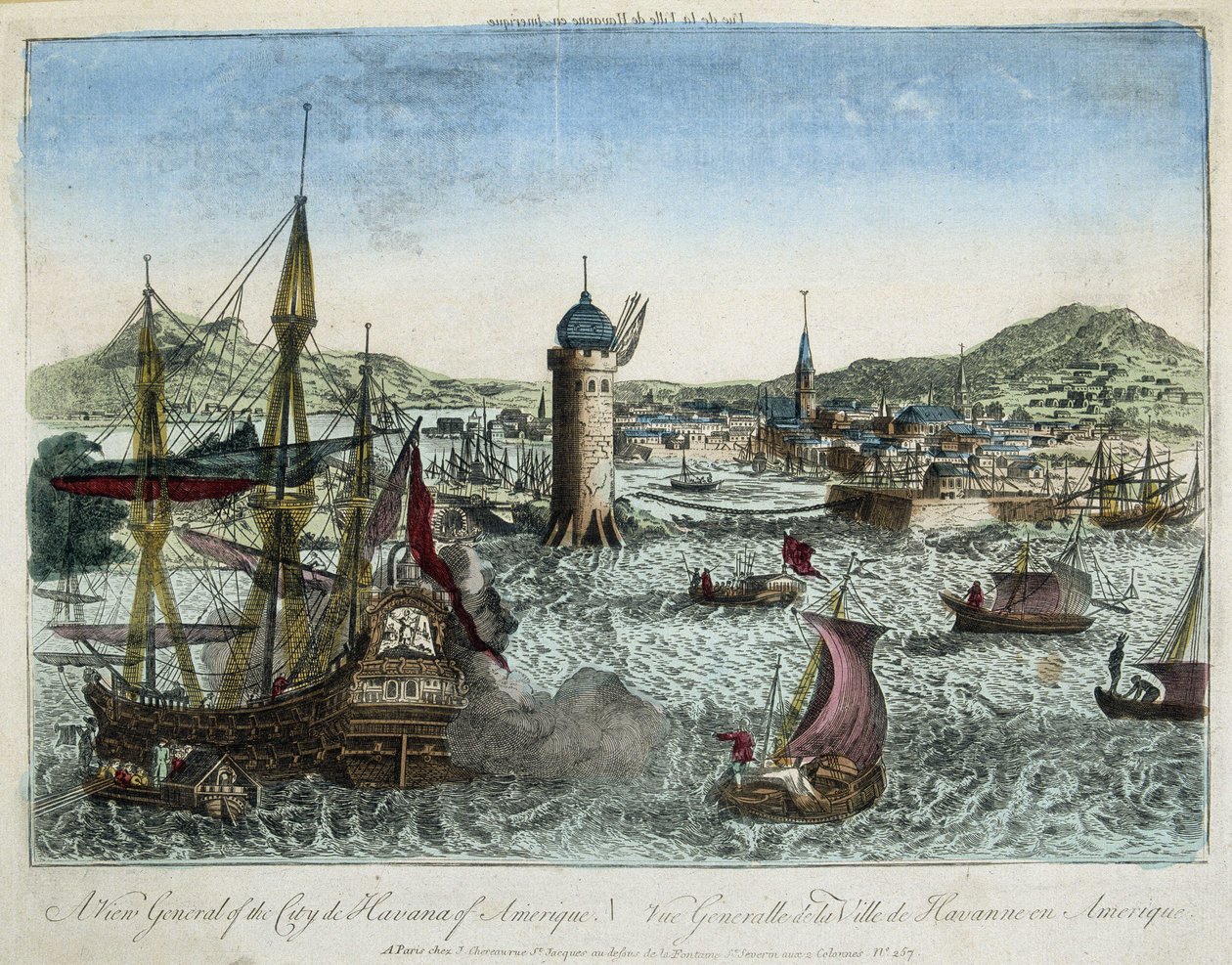 Havana limanı ve çevresindeki navigasyon - gravür by Unknown artist