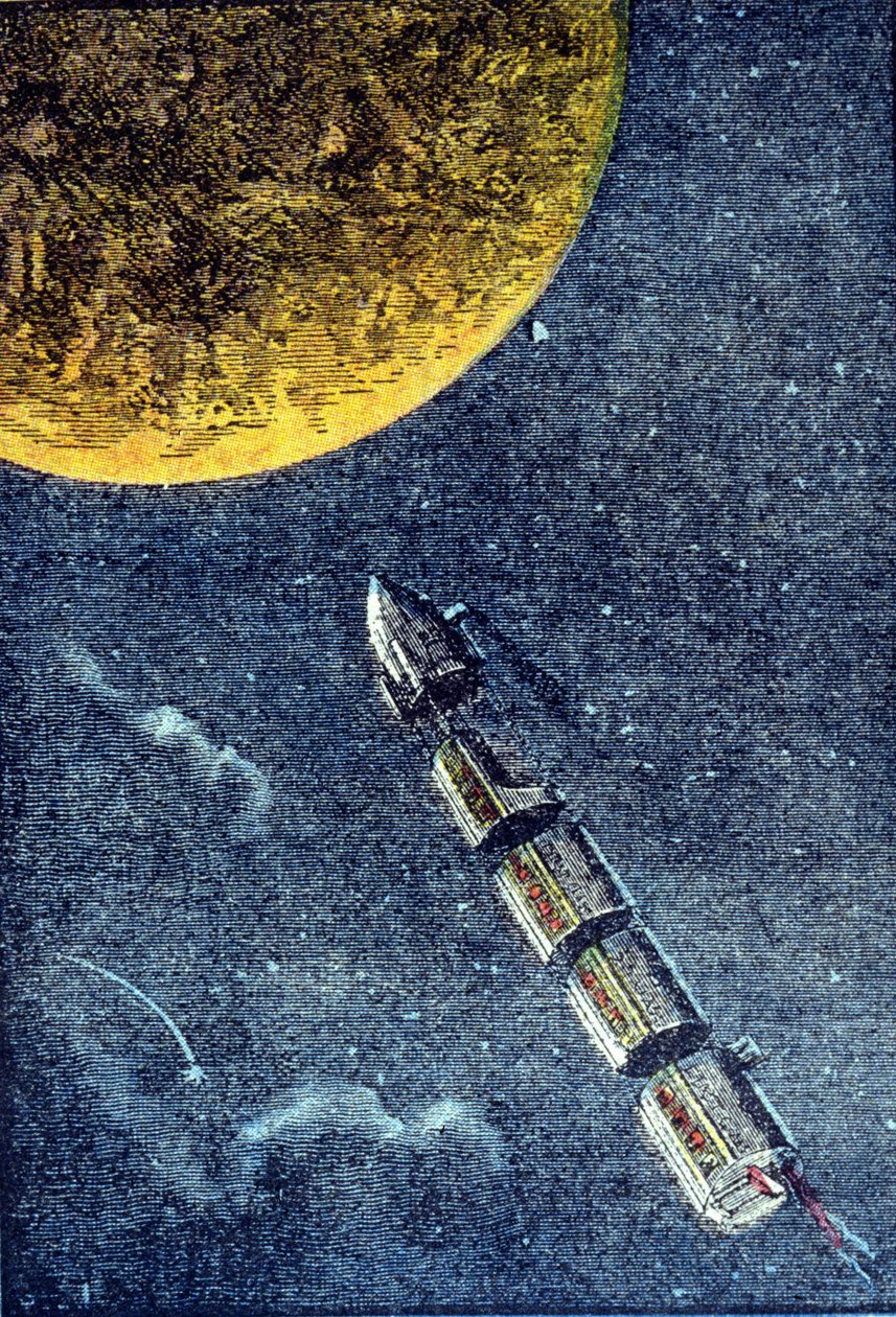 Roket, aya ulaşan uzaya fırlatıldı - yerçekimi. Jules Verne