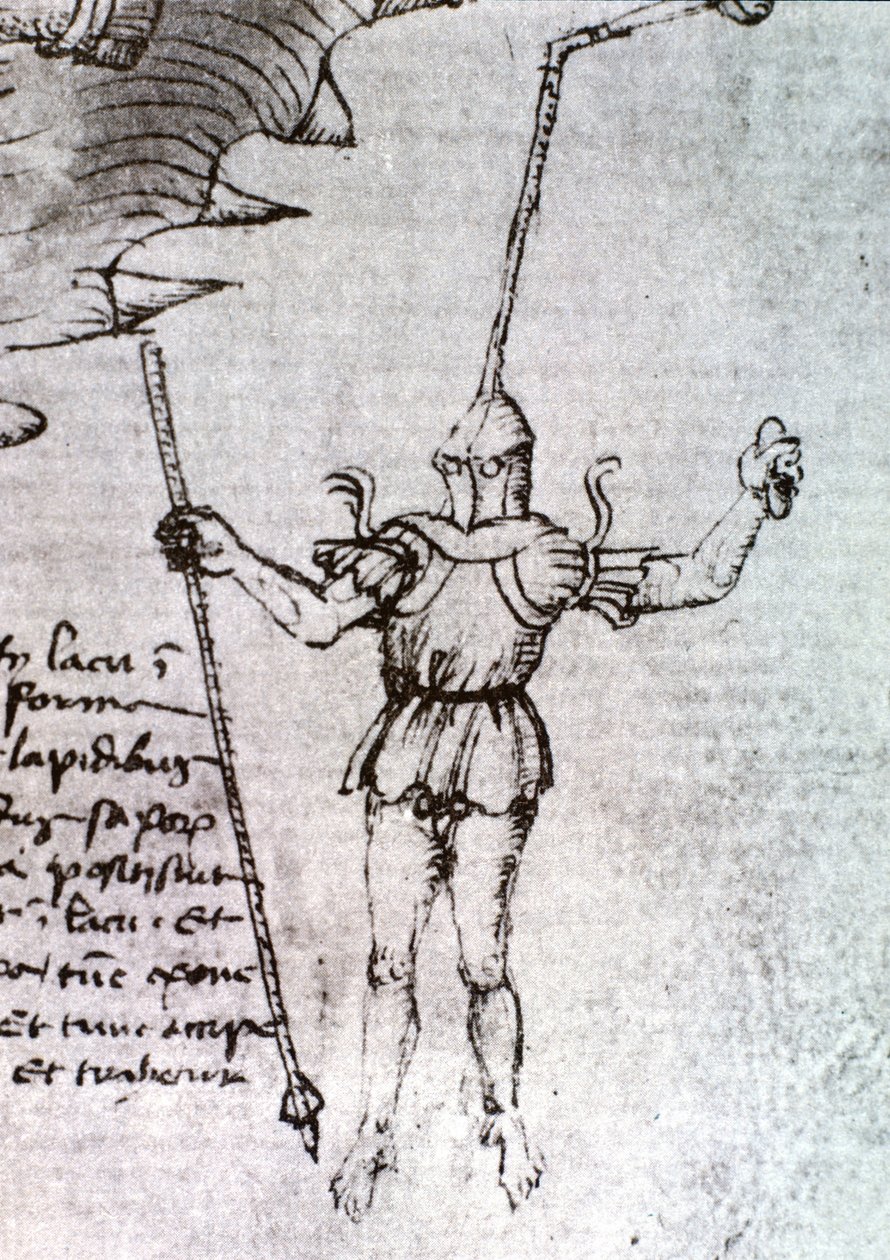 15. yüzyılda Il Taccola, Mariano di Lacopo tarafından hayal edilen scaphandler dedi. by Unknown artist