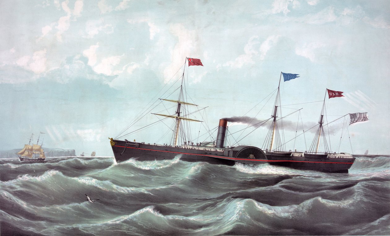 Vapur ABD Atlantik (ABD posta vapuru Atlantik) Lithograph 1850 by Unknown artist