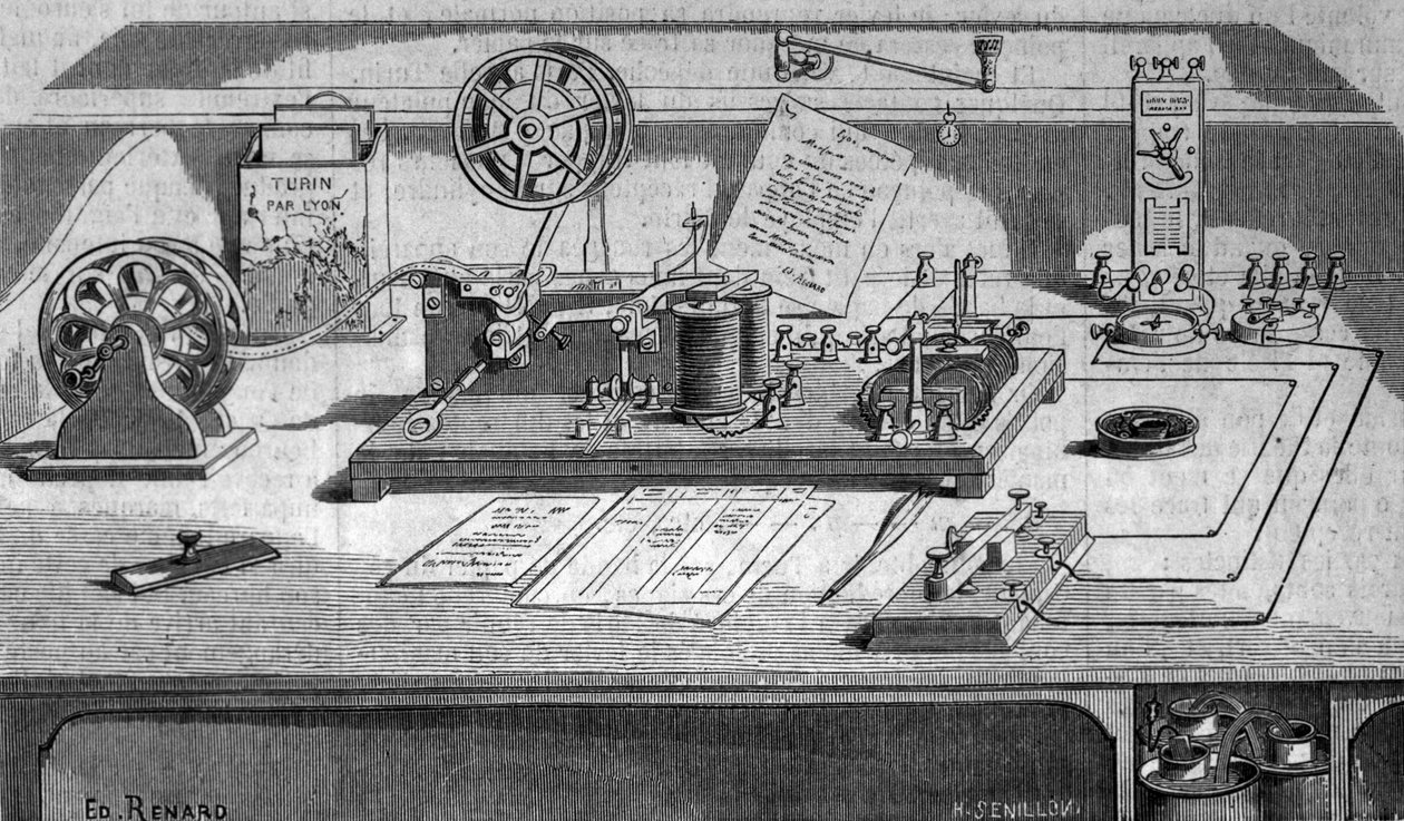 Amerikalı mucit Samuel Finley Breese Morse (1791-1872) tarafından icat edilen telgraf. 19. yüzyıl gravürü by Unknown artist