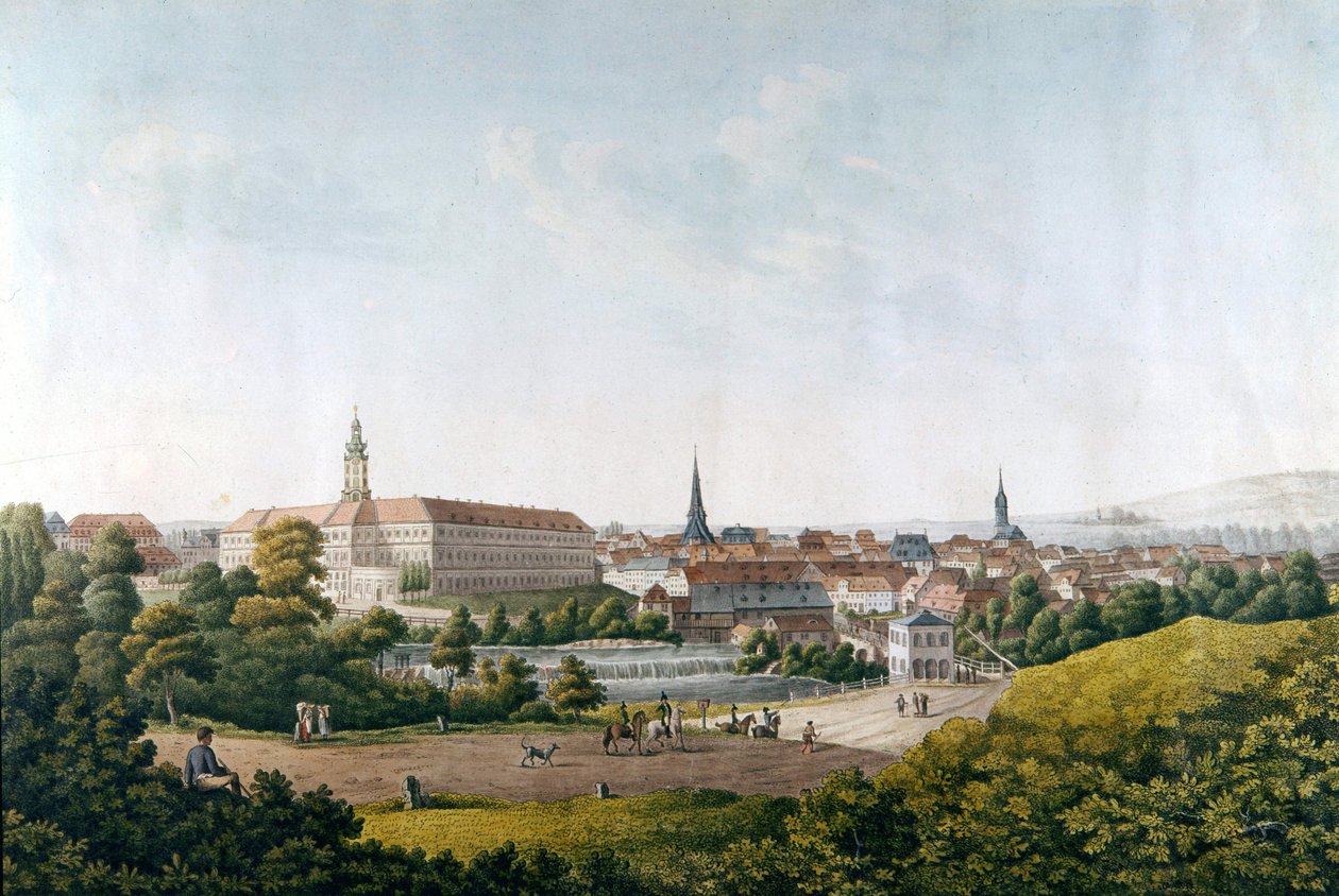 18. yüzyılın sonunda Weimar kasabası. by Unknown artist