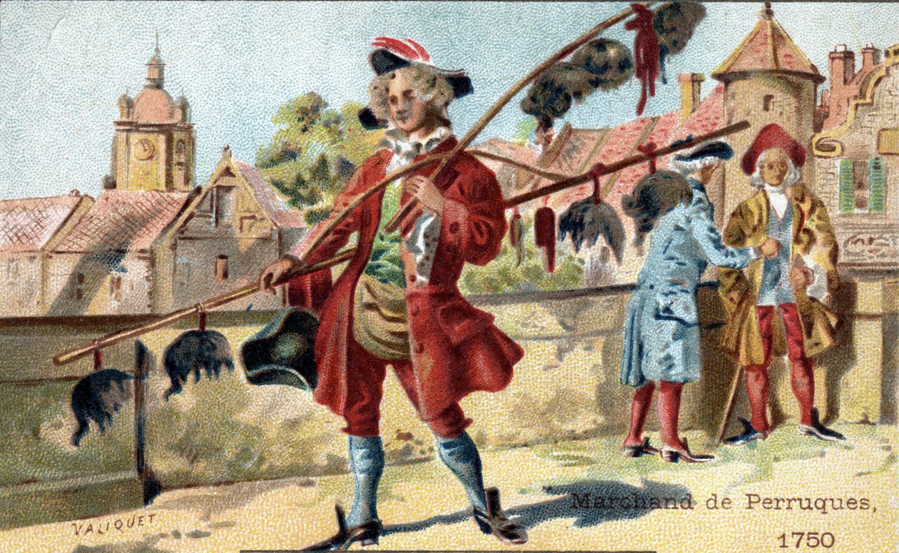 1750 yılında peruk tüccarı ticareti. by Unknown artist