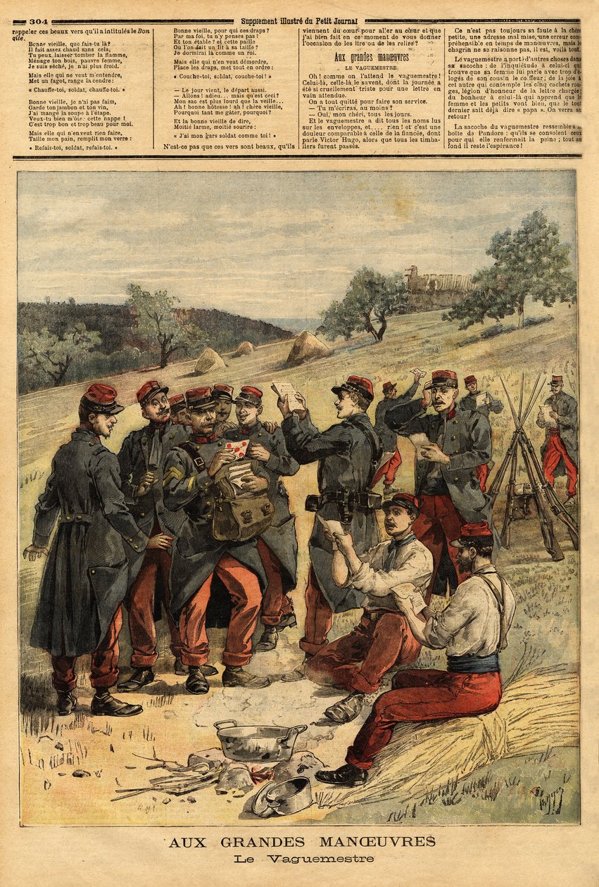 Waguemestre, birliklere posta dağıtımından sorumlu ordu. “” Le petit Journal” da gravür 23/09/1893. Selva