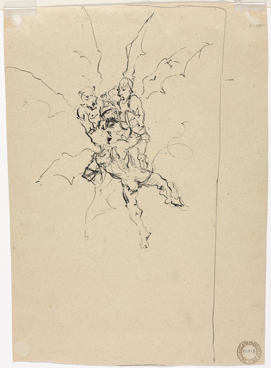Bir Şövalye Tutan Üç Şeytan (verso) by Unknown artist