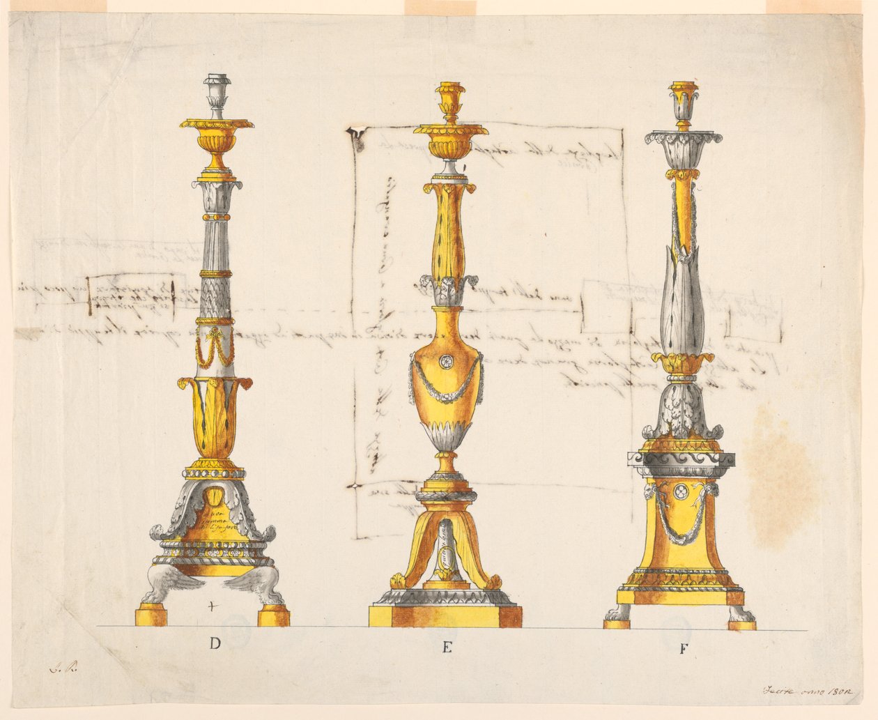 Şamdanlar için Üç Tasarım by Unknown artist