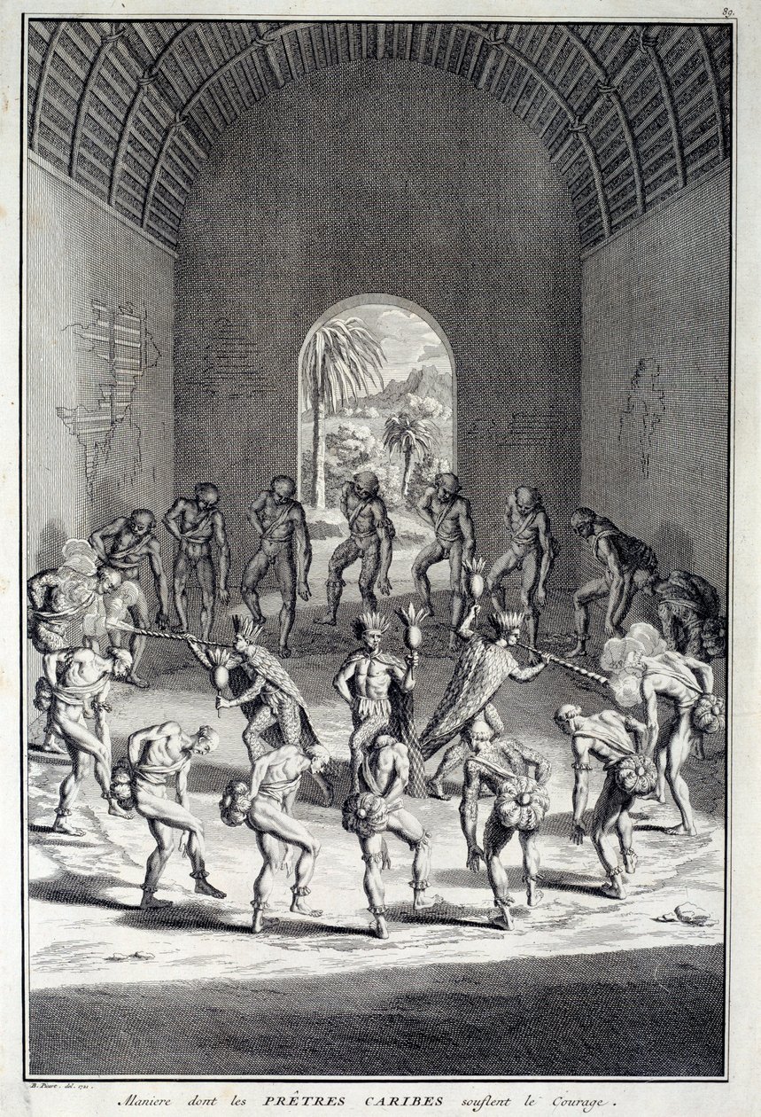 Geleneksel dans: Kariblerin cesaret dansında ayinler, Batı Hint Adaları (Orta Amerika). 18. yüzyılın gravürü. Chartres, Güzel Sanatlar Müzesi by Unknown artist