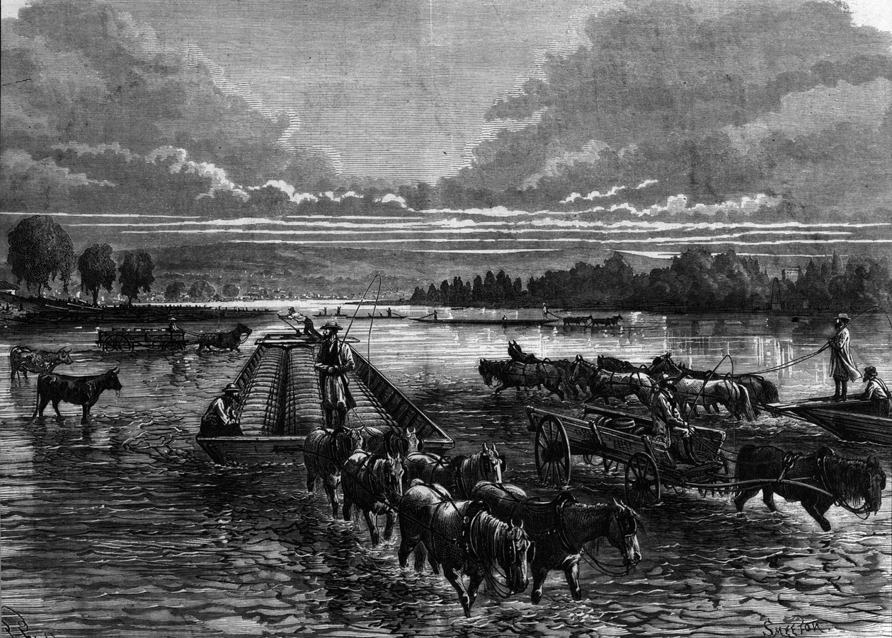 Petrol varillerinin Oil Creek, Pennsylvania, ABD'ye taşınması by Unknown artist