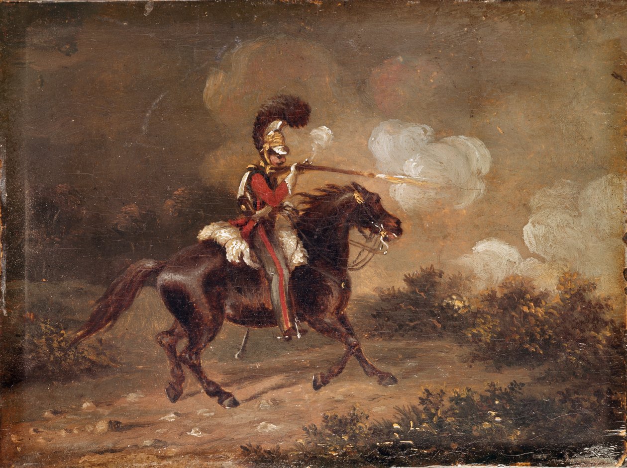 Bir karabina ateşleyen 1. Hayat Muhafızları Birliği by Unknown artist