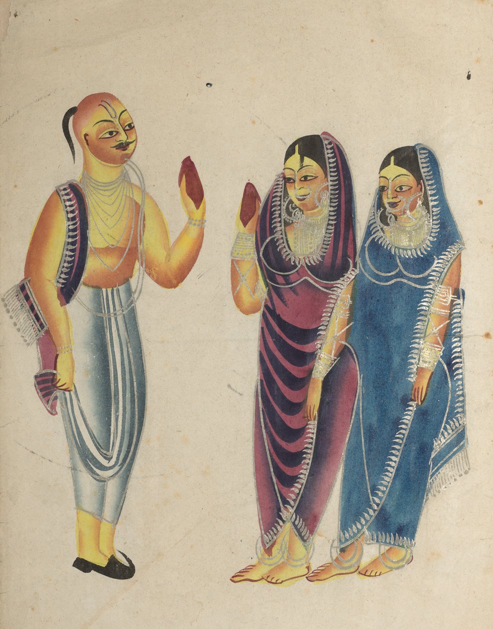 İki Kadınla Vaishnava Adanmış by Unknown artist