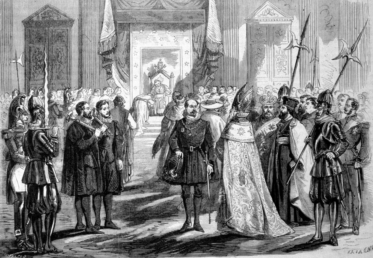 Vatikan Konseyi I Roma. Papa, Konseyin Babasına seyirci veriyor. 1869 by Unknown artist