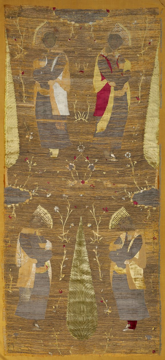 Dört gencin çiçek koktuğu kadife panel by Unknown artist